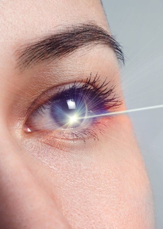 A woman's eyes shine bright after consulting with an eye physician in Chesapeake.