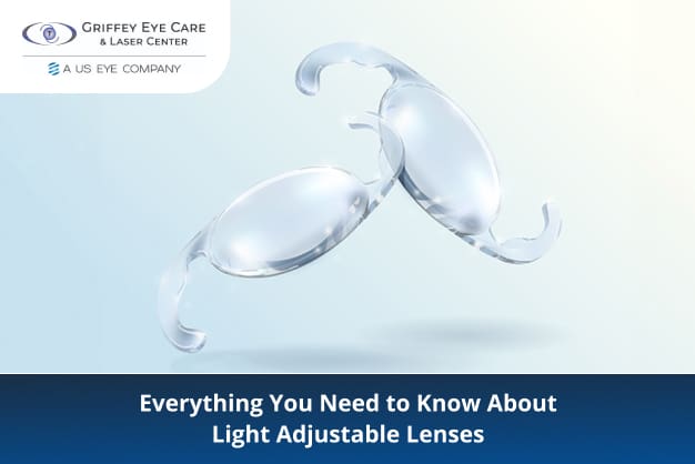 Illustration of Light Adjustable Lenses used in cataract surgery, offering customizable vision correction for patients.