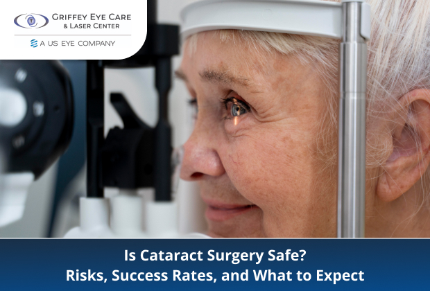 An elderly woman undergoing an eye examination for cataract surgery